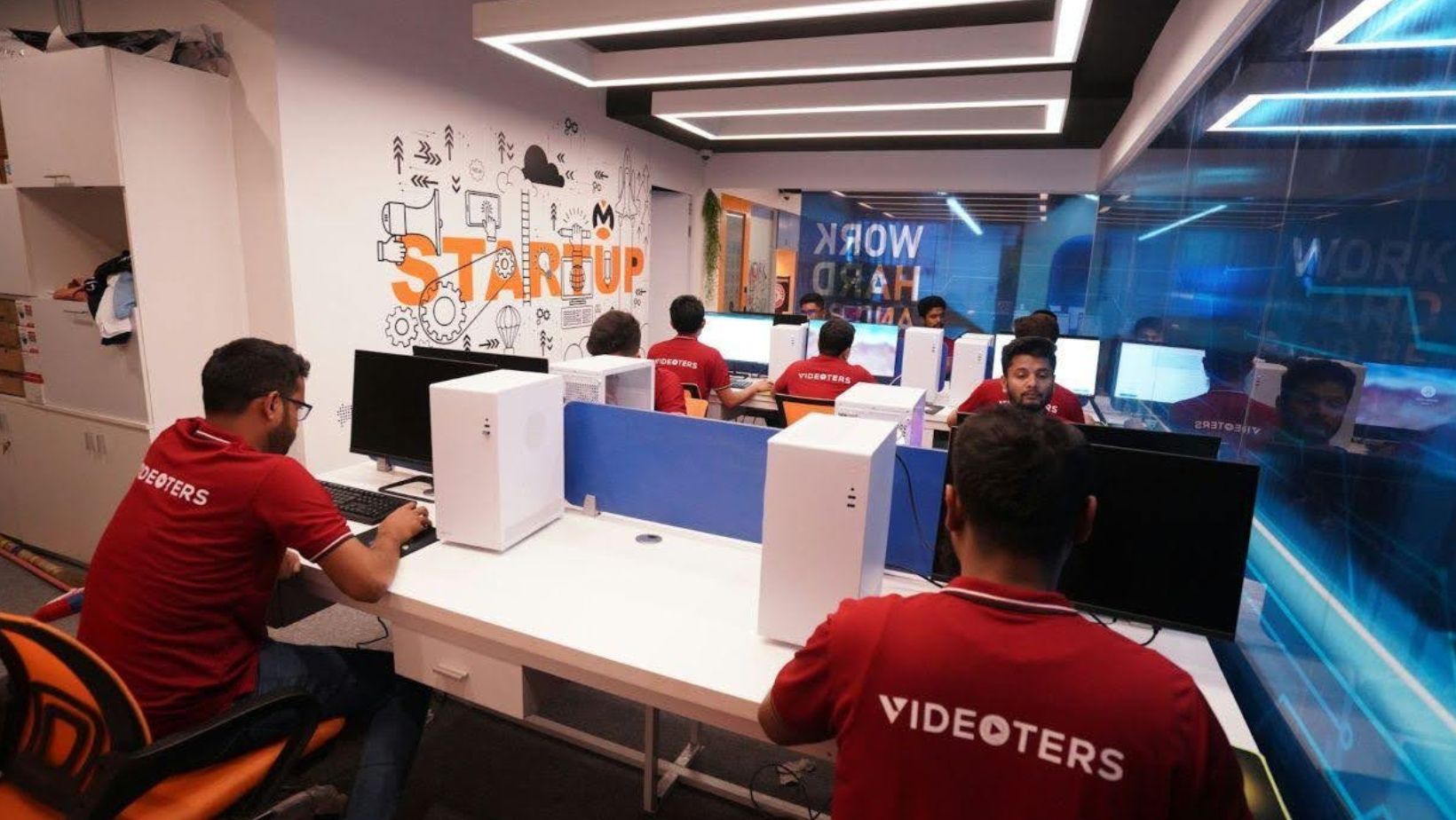 Small group inside a startup workspace