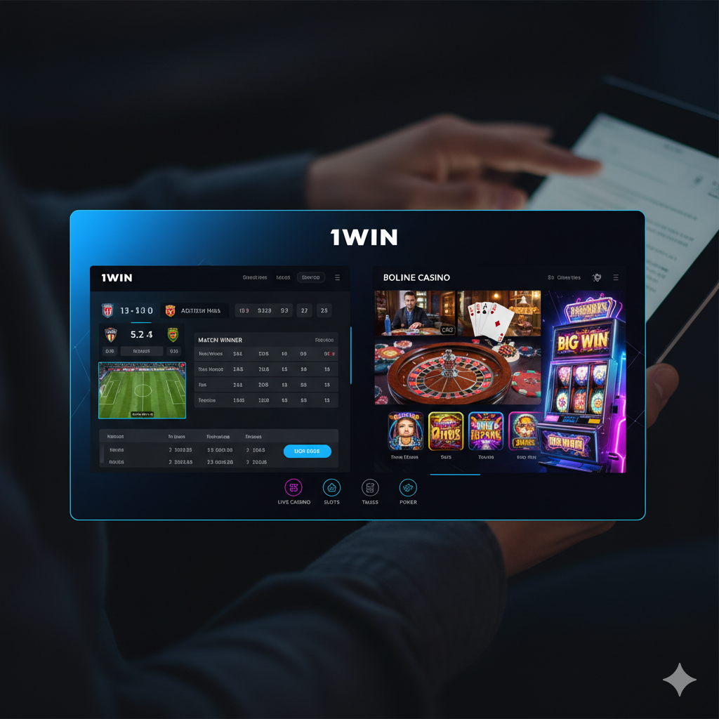 1win online gaming platform interface is modern and clean, displayed on a laptop screen.